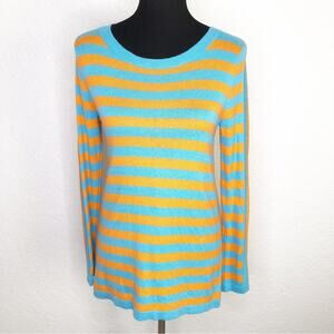 Soft Surroundings turquoise blue and orange striped sweater size Extra Small
